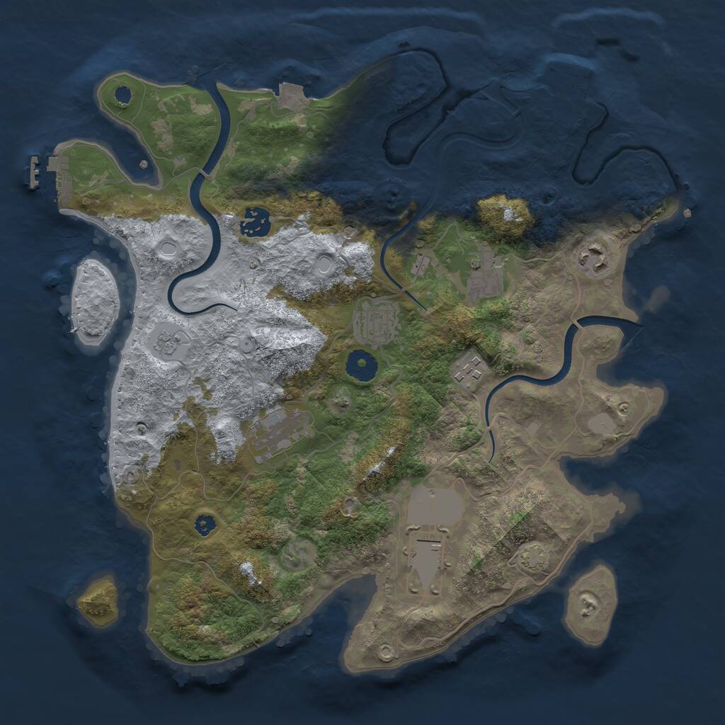 Rust Map: Procedural Map, Size: 3500, Seed: 4294047, 13 Monuments