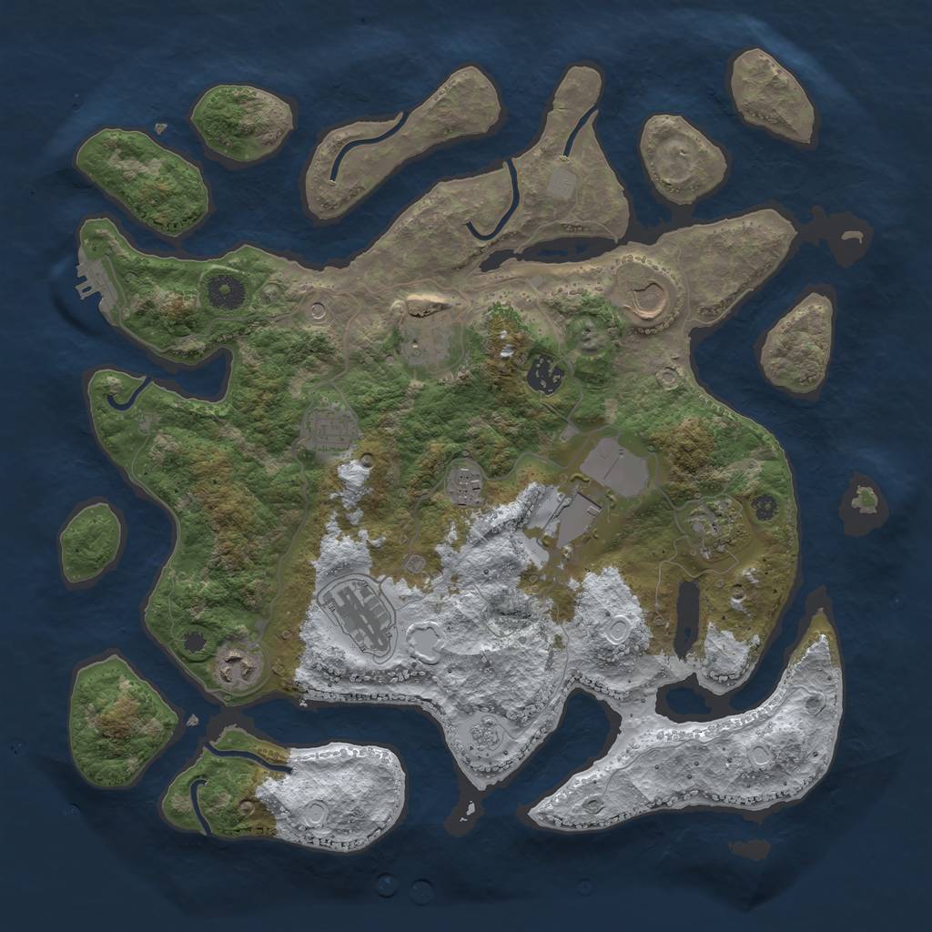 Rust Map: Procedural Map, Size: 3800, Seed: 921013, 17 Monuments