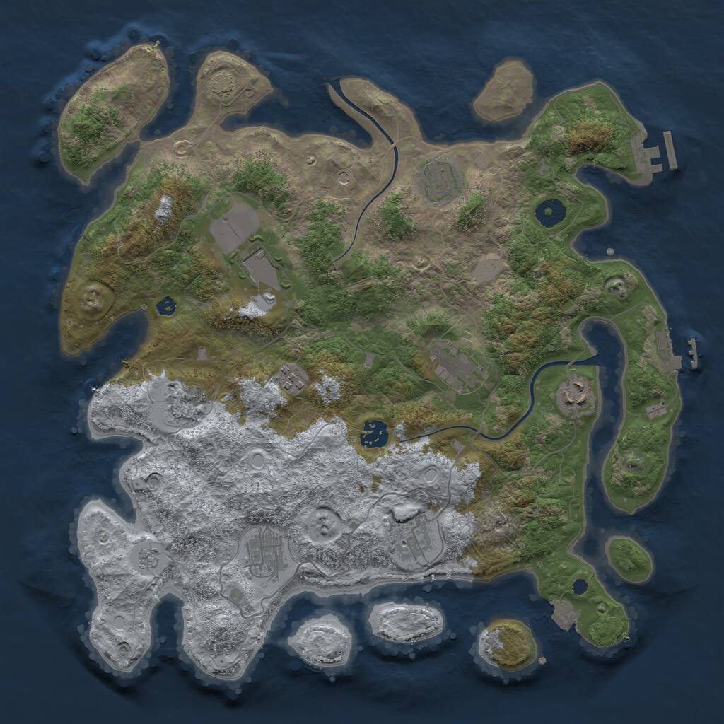 Rust Map: Procedural Map, Size: 3800, Seed: 596924, 15 Monuments