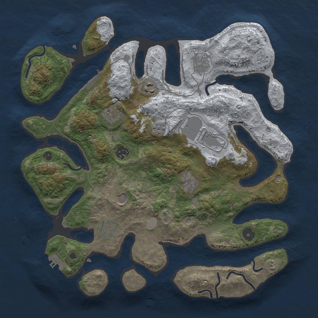 Rust Map: Procedural Map, Size: 3800, Seed: 5777982, 18 Monuments