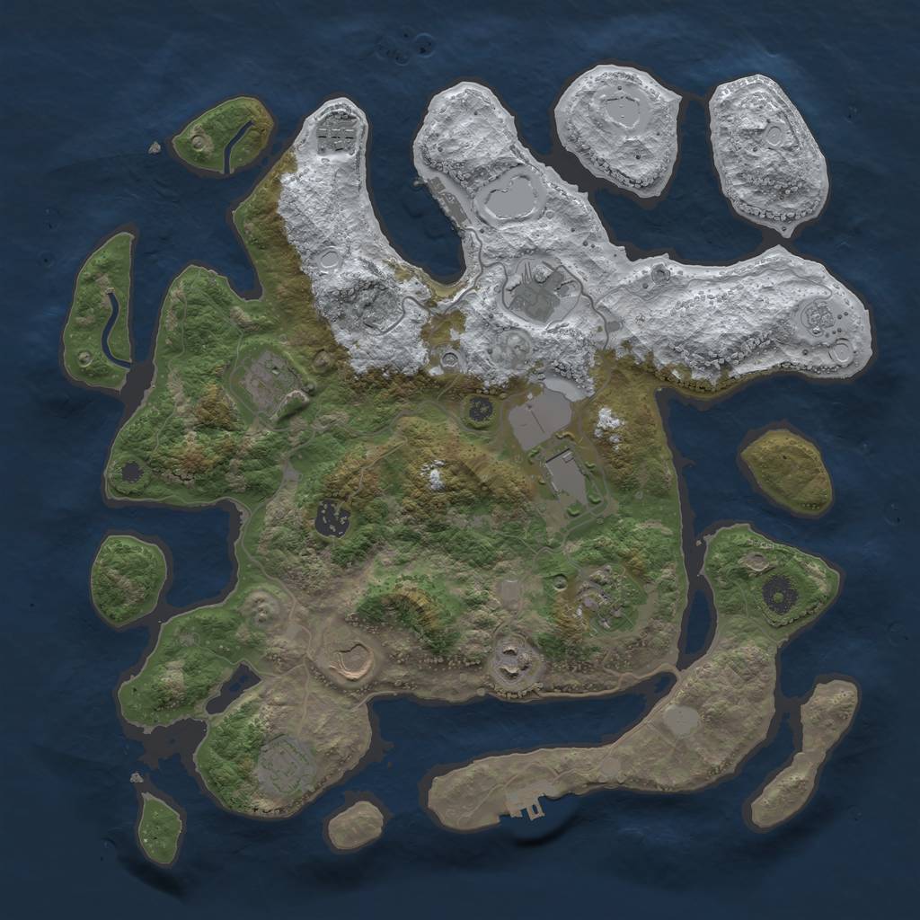 Rust Map: Procedural Map, Size: 3800, Seed: 2276851, 18 Monuments