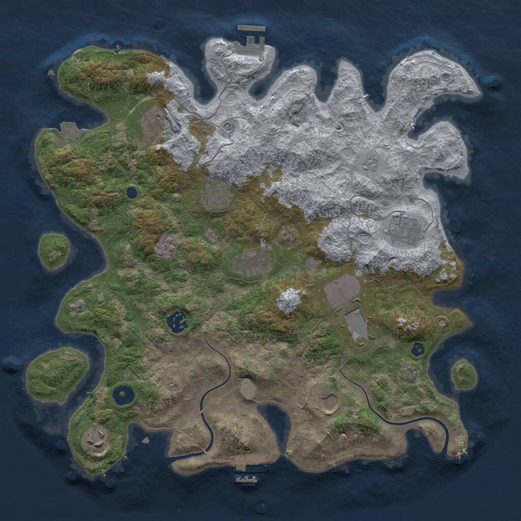 Rust Map: Procedural Map, Size: 3800, Seed: 4859985, 15 Monuments