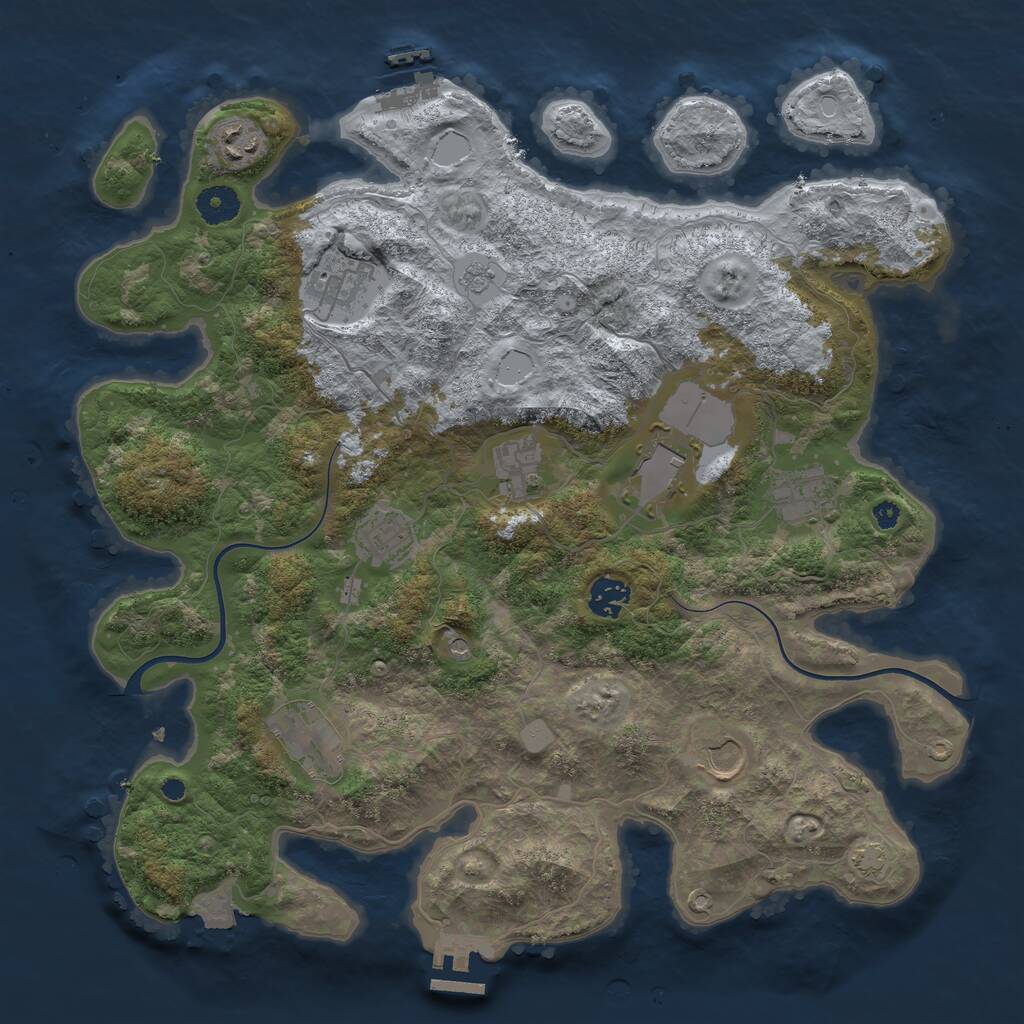 Rust Map: Procedural Map, Size: 3800, Seed: 907489, 15 Monuments