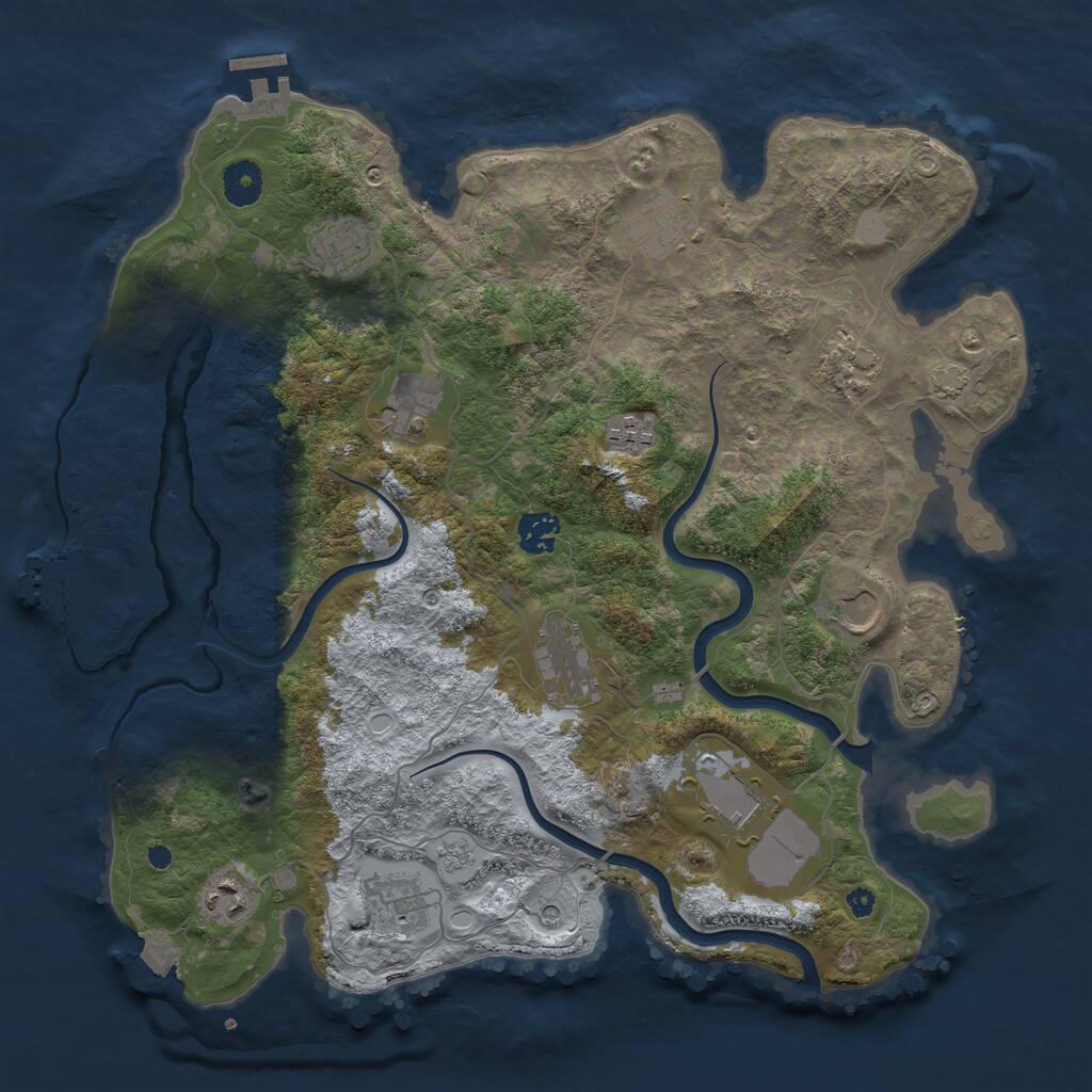 Rust Map: Procedural Map, Size: 3800, Seed: 5485171, 17 Monuments