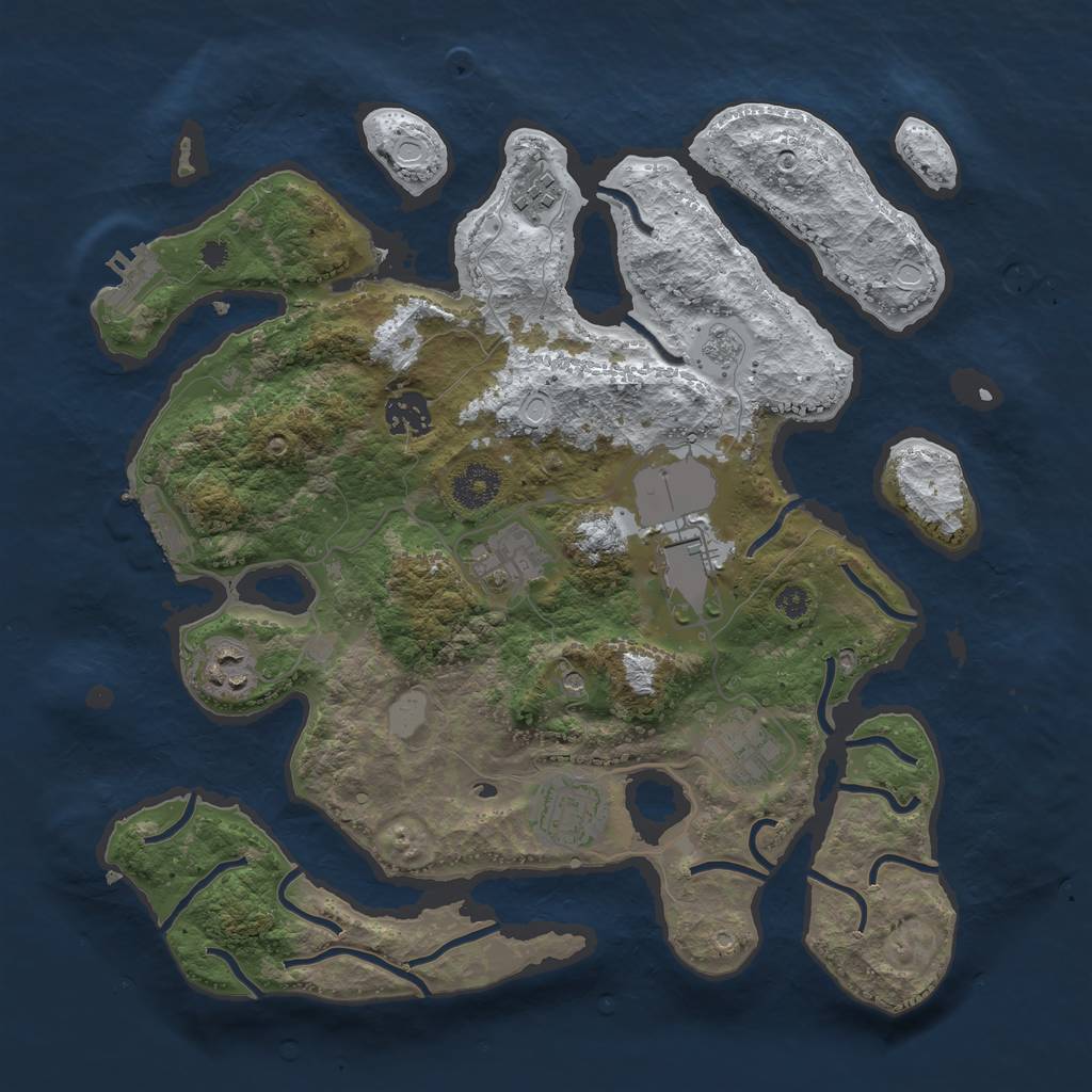 Rust Map: Procedural Map, Size: 3500, Seed: 1952542, 16 Monuments