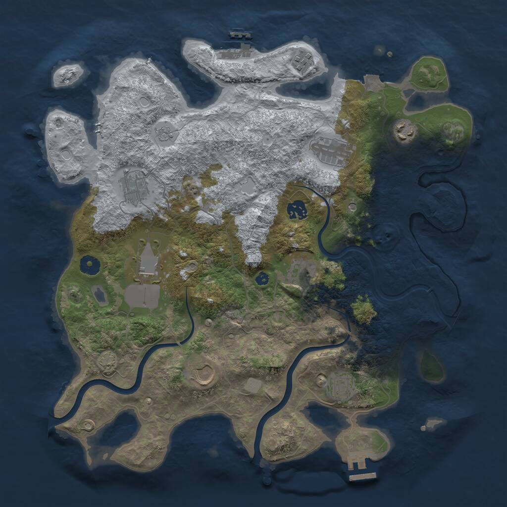 Rust Map: Procedural Map, Size: 3800, Seed: 5009293, 15 Monuments