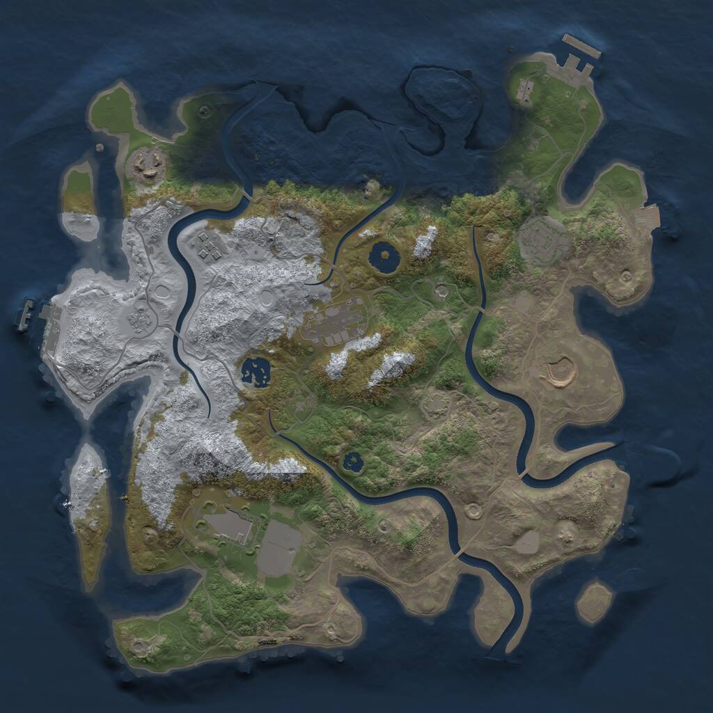 Rust Map: Procedural Map, Size: 3500, Seed: 3287883, 13 Monuments