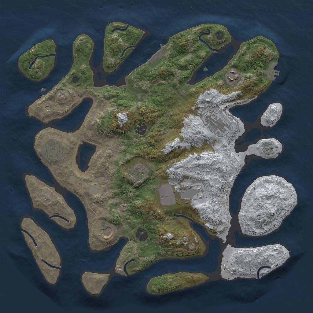 Rust Map: Procedural Map, Size: 3800, Seed: 6423762, 16 Monuments