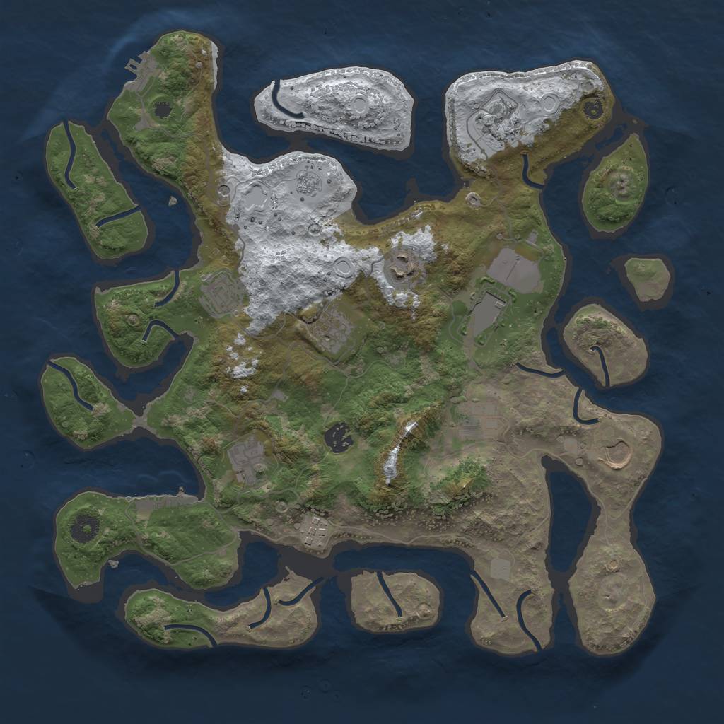 Rust Map: Procedural Map, Size: 3800, Seed: 5169354, 19 Monuments