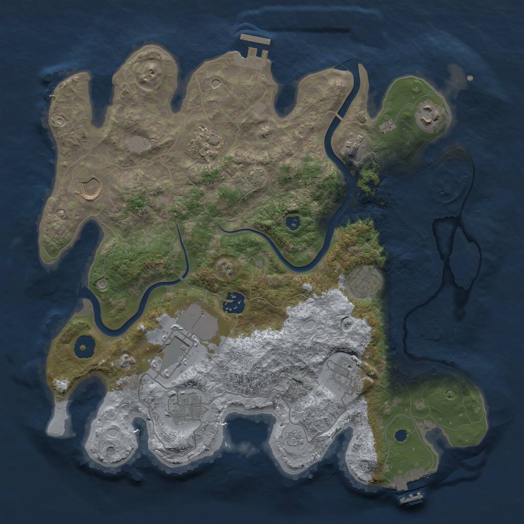 Rust Map: Procedural Map, Size: 3500, Seed: 295192, 15 Monuments