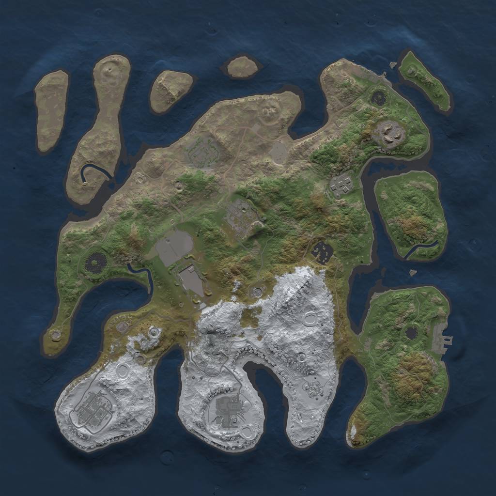 Rust Map: Procedural Map, Size: 3500, Seed: 5429331, 17 Monuments