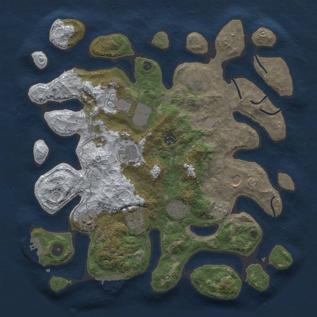 Rust Map: Procedural Map, Size: 3800, Seed: 2375537, 18 Monuments