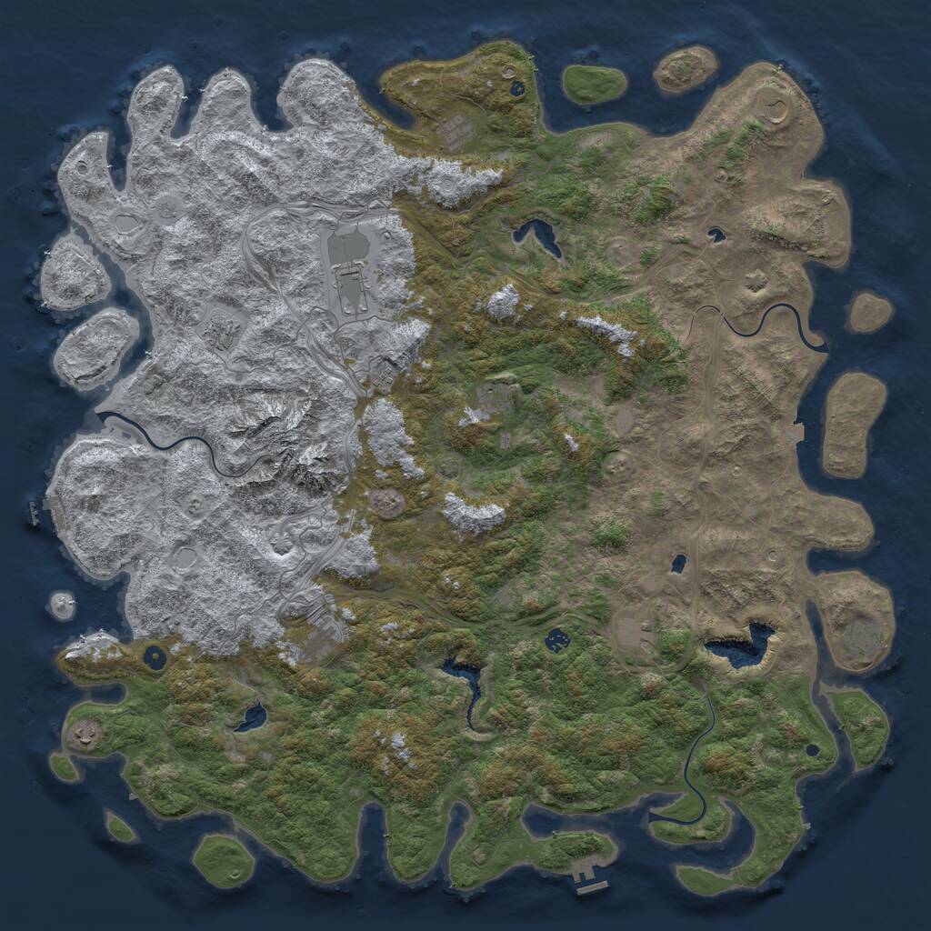 Rust Map: Procedural Map, Size: 6000, Seed: 174665, 17 Monuments