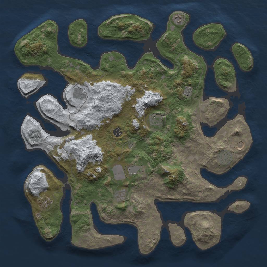 Rust Map: Barren, Size: 4500, Seed: 431636513, 13 Monuments