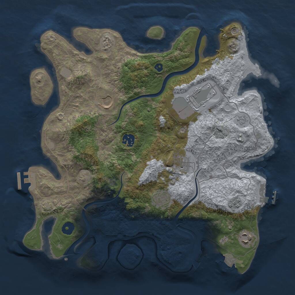 Rust Map: Procedural Map, Size: 3500, Seed: 2869825, 13 Monuments