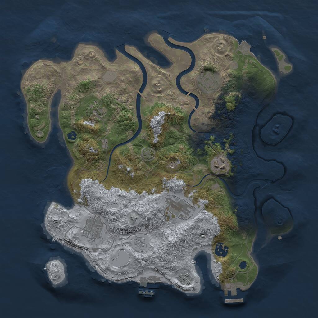 Rust Map: Procedural Map, Size: 3450, Seed: 6738, 13 Monuments