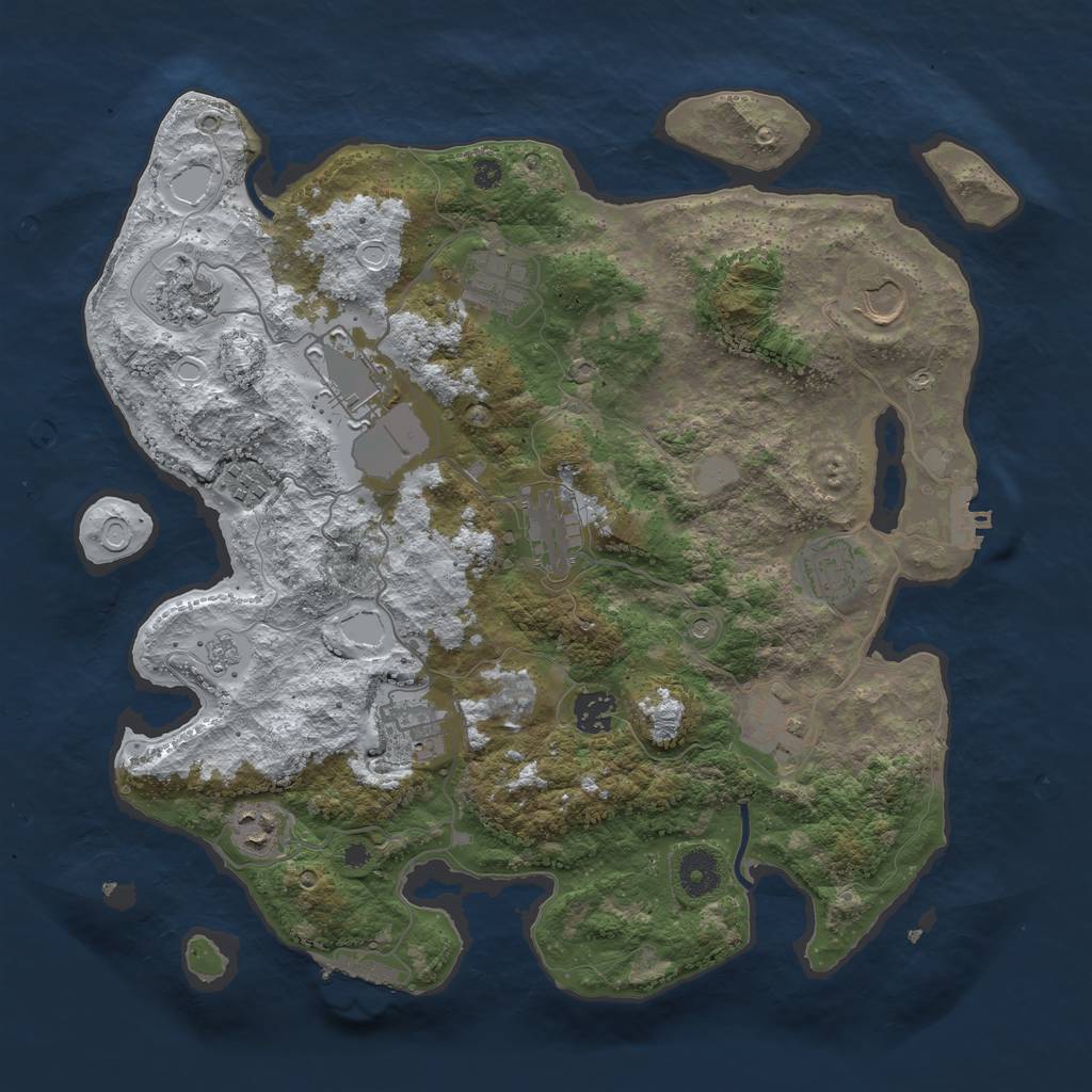 Rust Map: Procedural Map, Size: 3750, Seed: 419042117, 20 Monuments