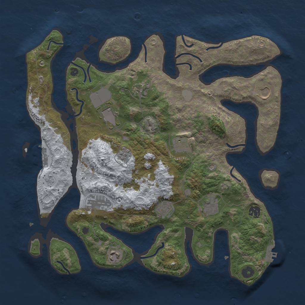 Rust Map: Procedural Map, Size: 3850, Seed: 631528300, 19 Monuments