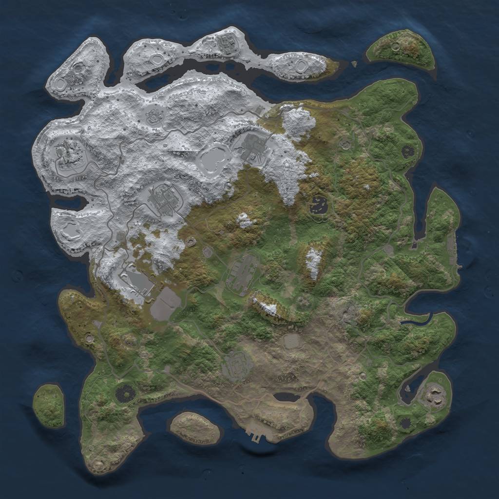 Rust Map: Procedural Map, Size: 4000, Seed: 458765236, 18 Monuments
