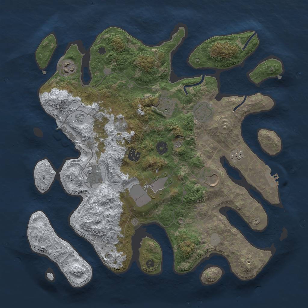 Rust Map: Procedural Map, Size: 3700, Seed: 821721705, 17 Monuments