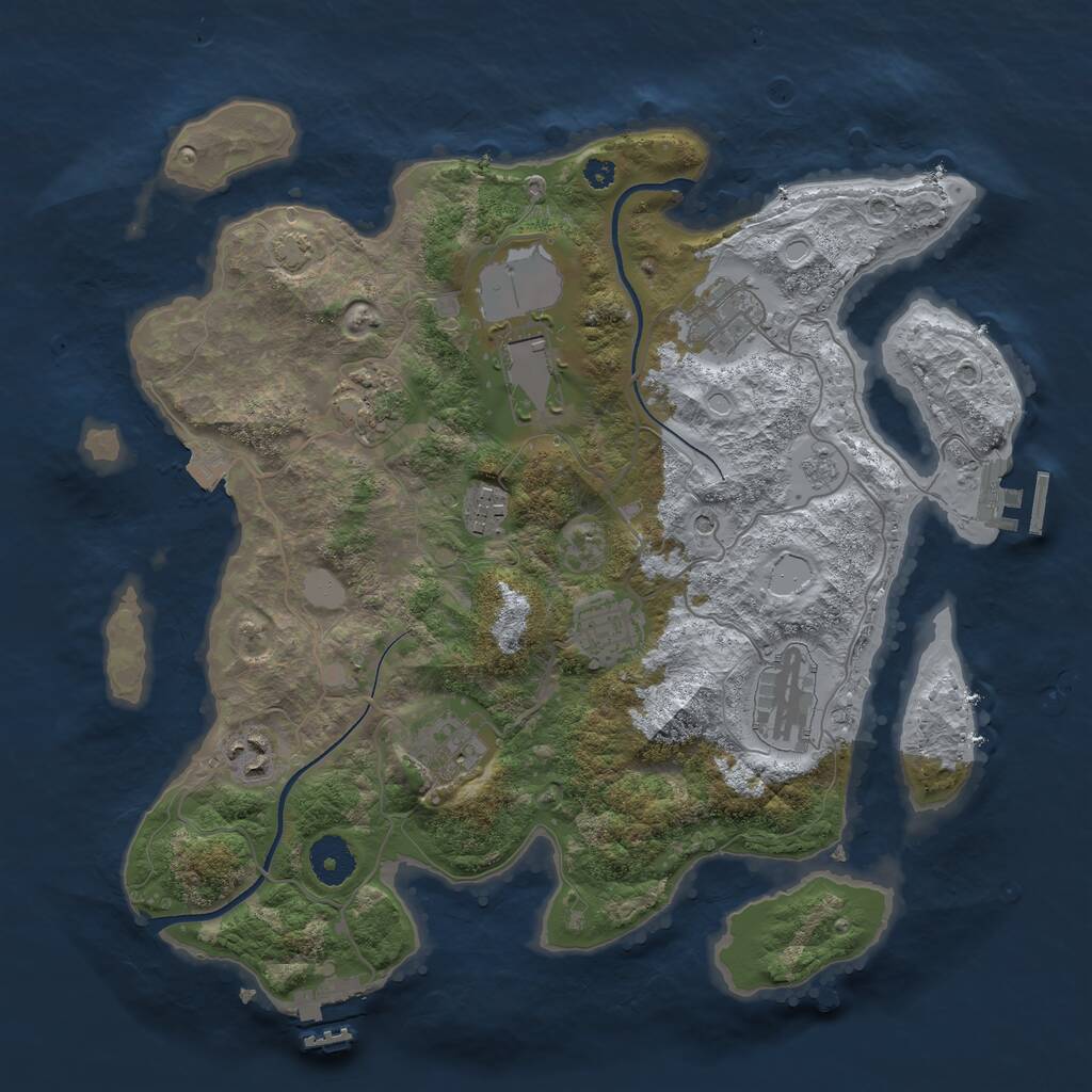 Rust Map: Procedural Map, Size: 3500, Seed: 3489503, 14 Monuments