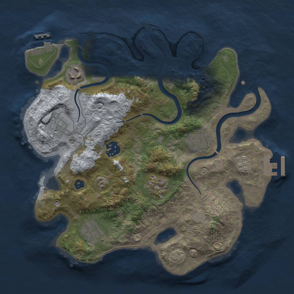 Rust Map: Procedural Map, Size: 3000, Seed: 696918, 12 Monuments