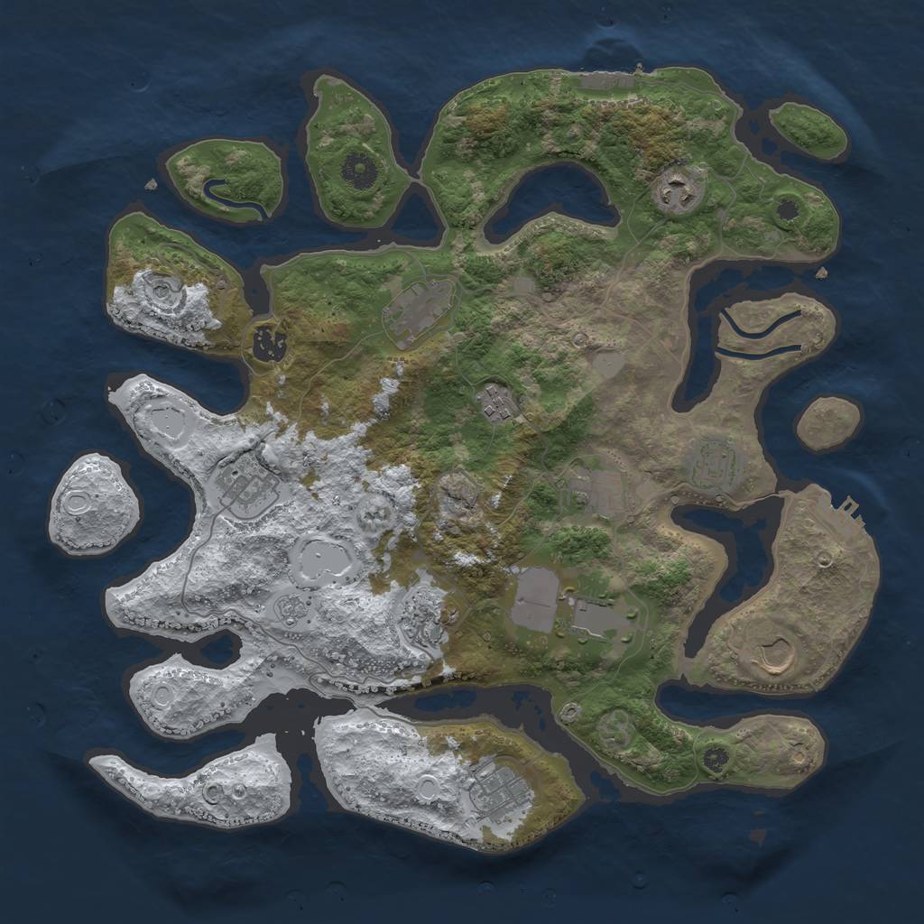 Rust Map: Procedural Map, Size: 3850, Seed: 38449671, 20 Monuments