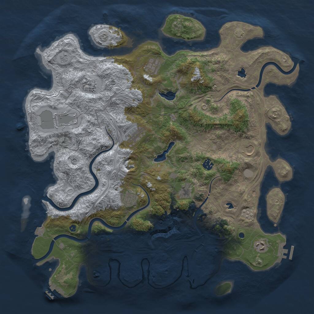 Rust Map: Procedural Map, Size: 4500, Seed: 951502708, 16 Monuments