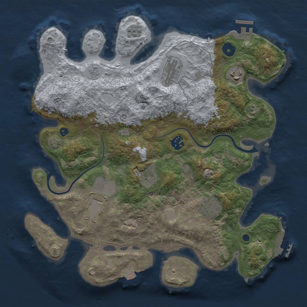Rust Map: Procedural Map, Size: 3500, Seed: 643749, 13 Monuments