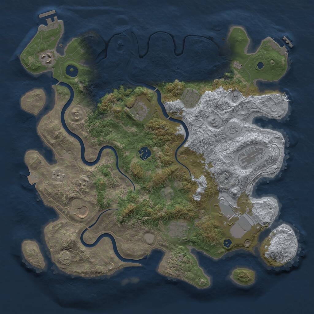 Rust Map: Procedural Map, Size: 3800, Seed: 2997209, 15 Monuments