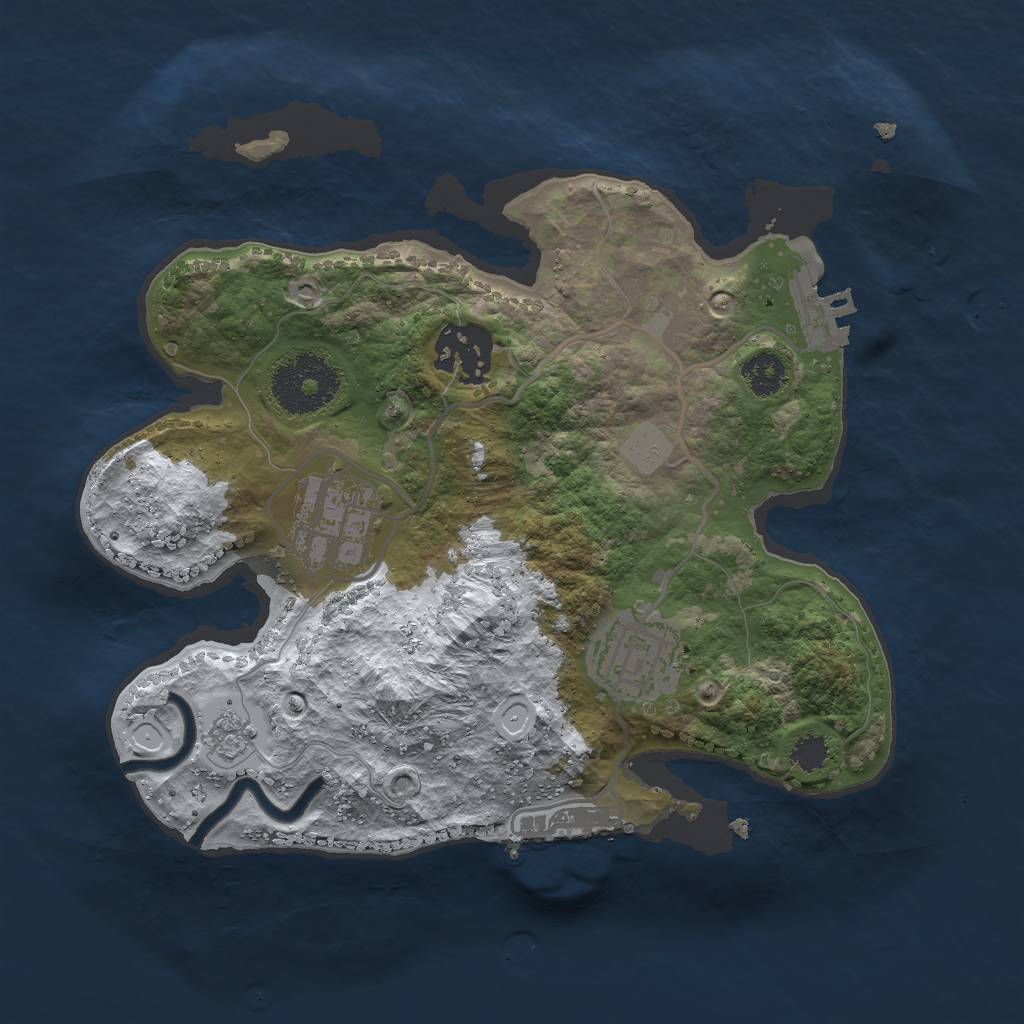 Rust Map: Procedural Map, Size: 2500, Seed: 1809480991, 11 Monuments