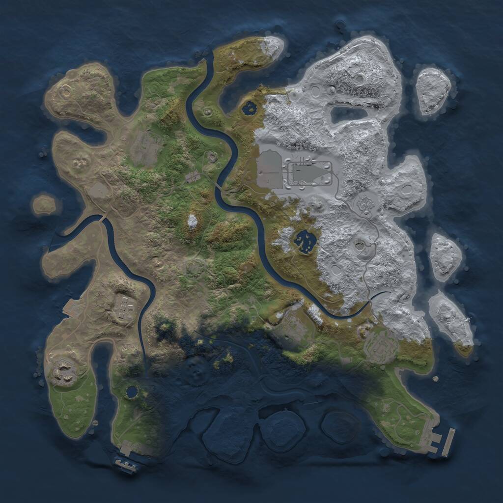Rust Map: Procedural Map, Size: 3500, Seed: 3453536, 13 Monuments