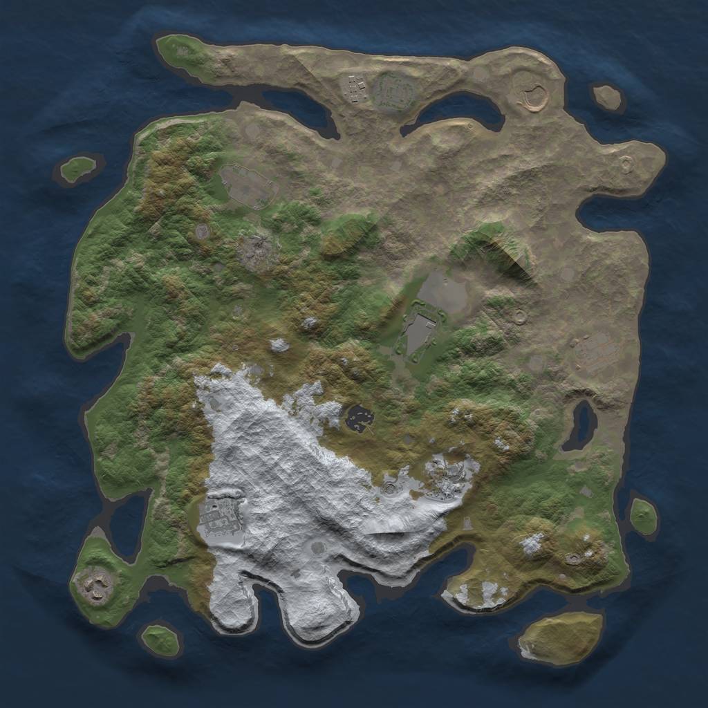 Rust Map: Barren, Size: 4000, Seed: 537965980, 13 Monuments
