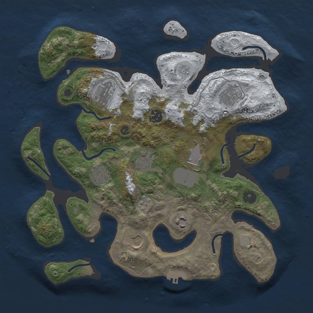 Rust Map: Procedural Map, Size: 3500, Seed: 1004553556, 16 Monuments