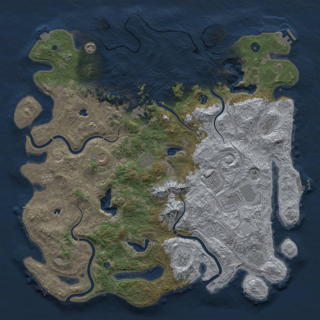 Rust Map: Procedural Map, Size: 5000, Seed: 868465637, 17 Monuments