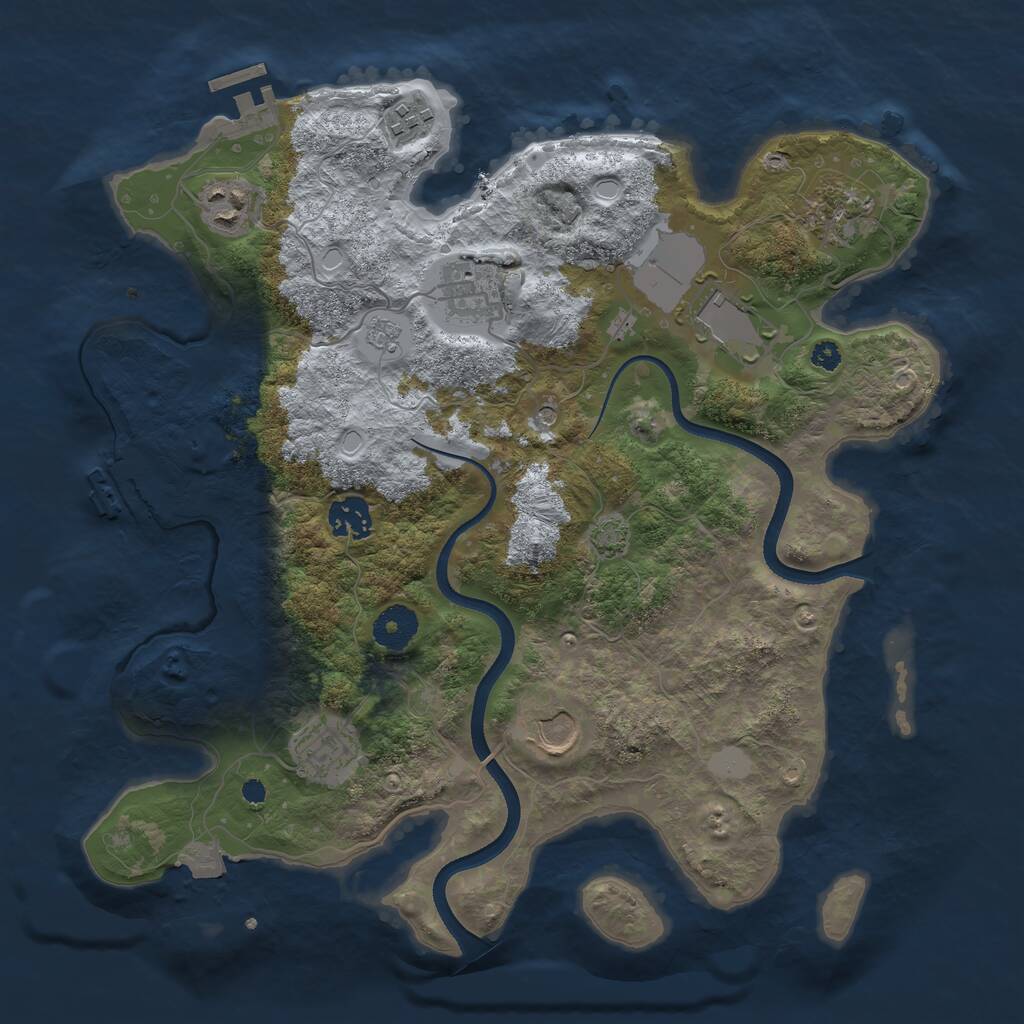 Rust Map: Procedural Map, Size: 3500, Seed: 575230123, 14 Monuments