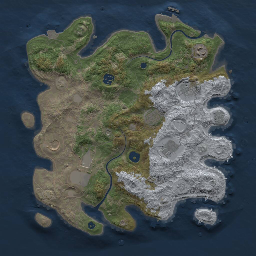 Rust Map: Procedural Map, Size: 3500, Seed: 115180, 13 Monuments
