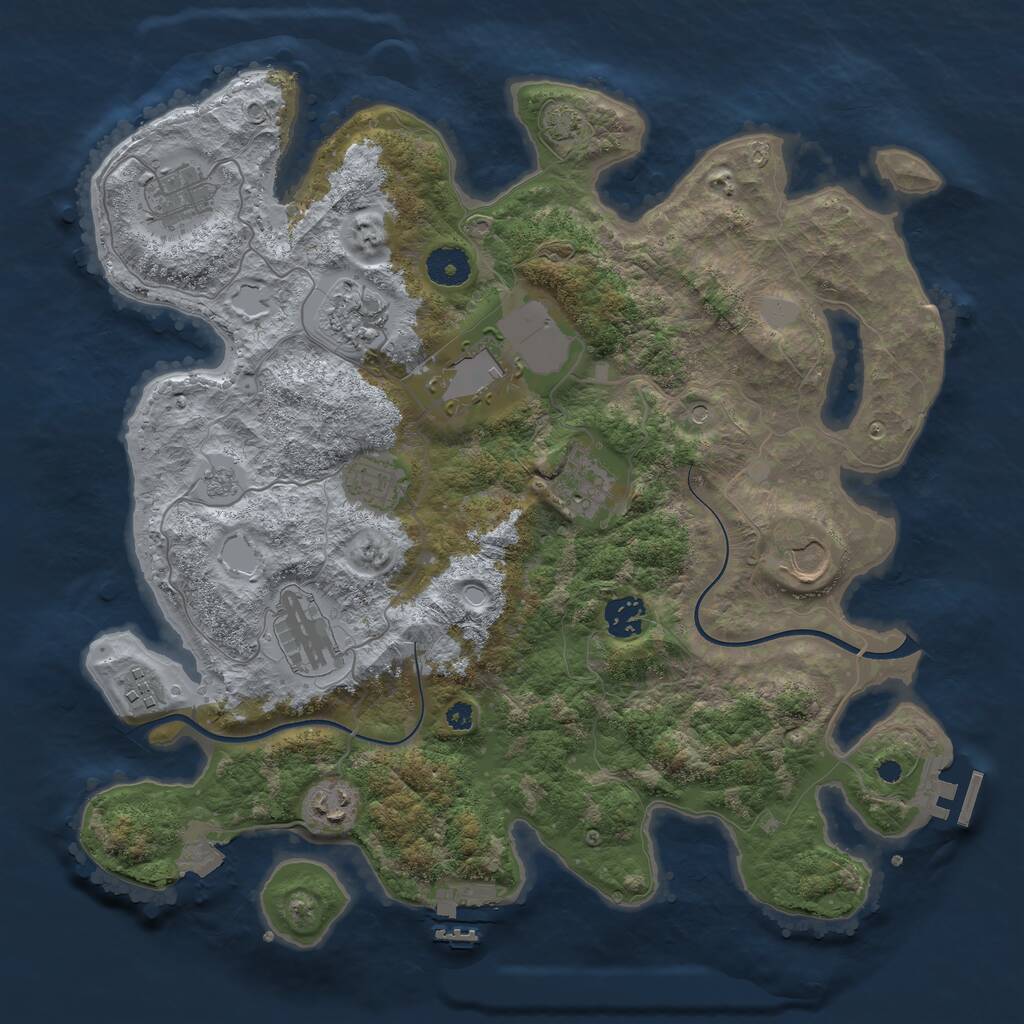 Rust Map: Procedural Map, Size: 3700, Seed: 742890066, 16 Monuments