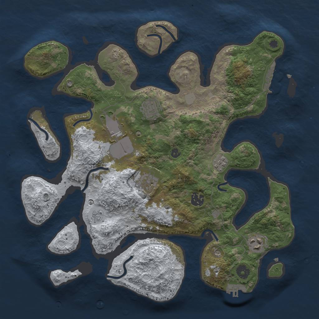 Rust Map: Procedural Map, Size: 3500, Seed: 533451, 15 Monuments