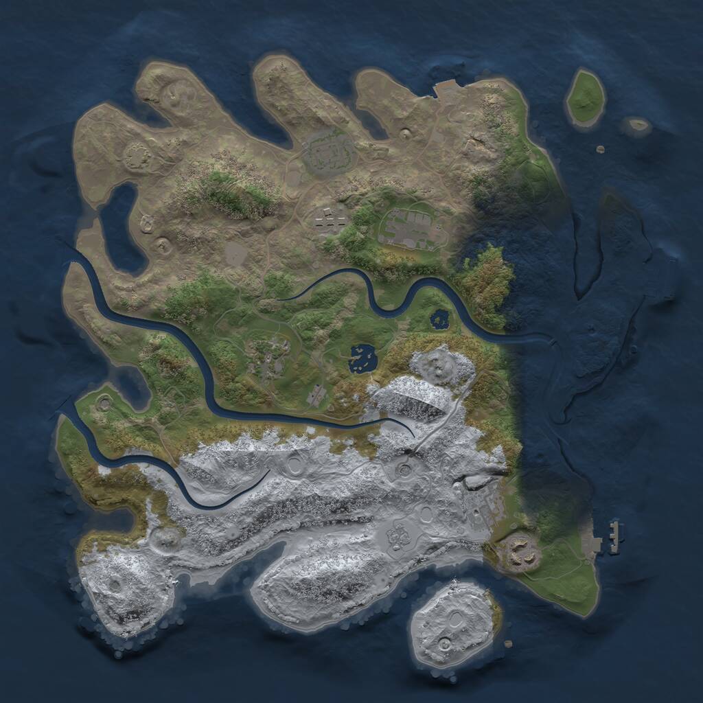 Rust Map: Procedural Map, Size: 3500, Seed: 4972955, 13 Monuments