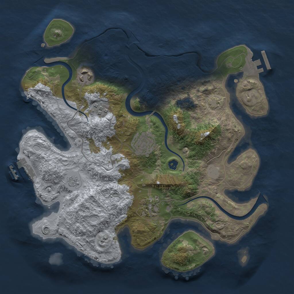Rust Map: Procedural Map, Size: 3000, Seed: 35624, 9 Monuments