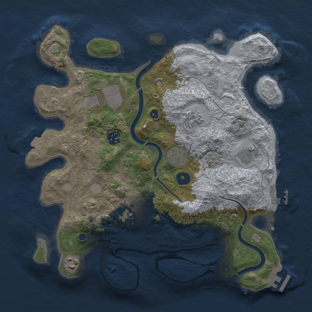 Rust Map: Procedural Map, Size: 3500, Seed: 5423836, 14 Monuments