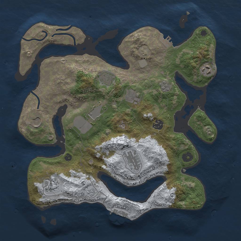 Rust Map: Procedural Map, Size: 3500, Seed: 6454111, 18 Monuments