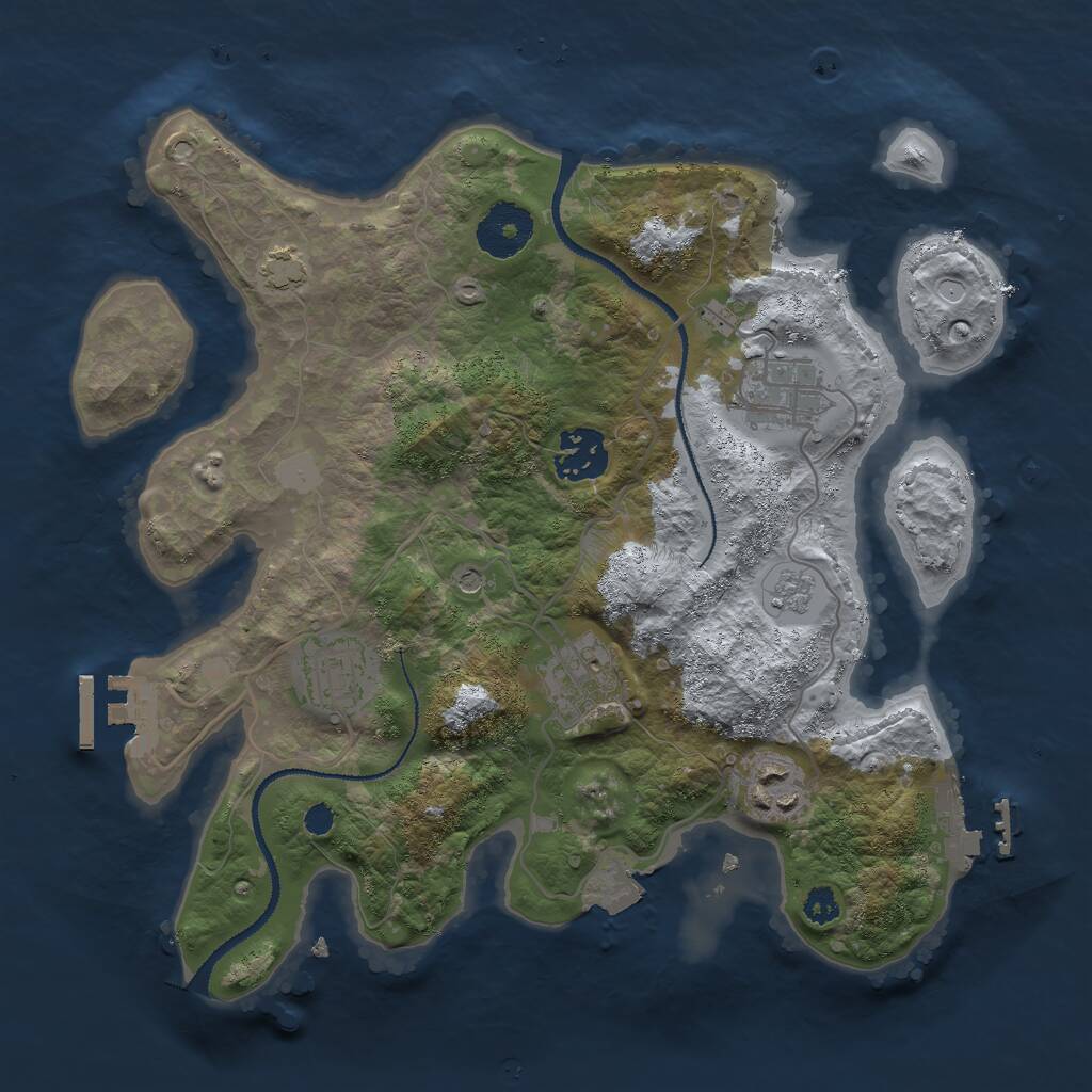 Rust Map: Procedural Map, Size: 3000, Seed: 34538, 11 Monuments