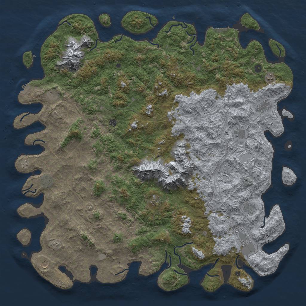 Rust Map: Procedural Map, Size: 6000, Seed: 26587246, 20 Monuments