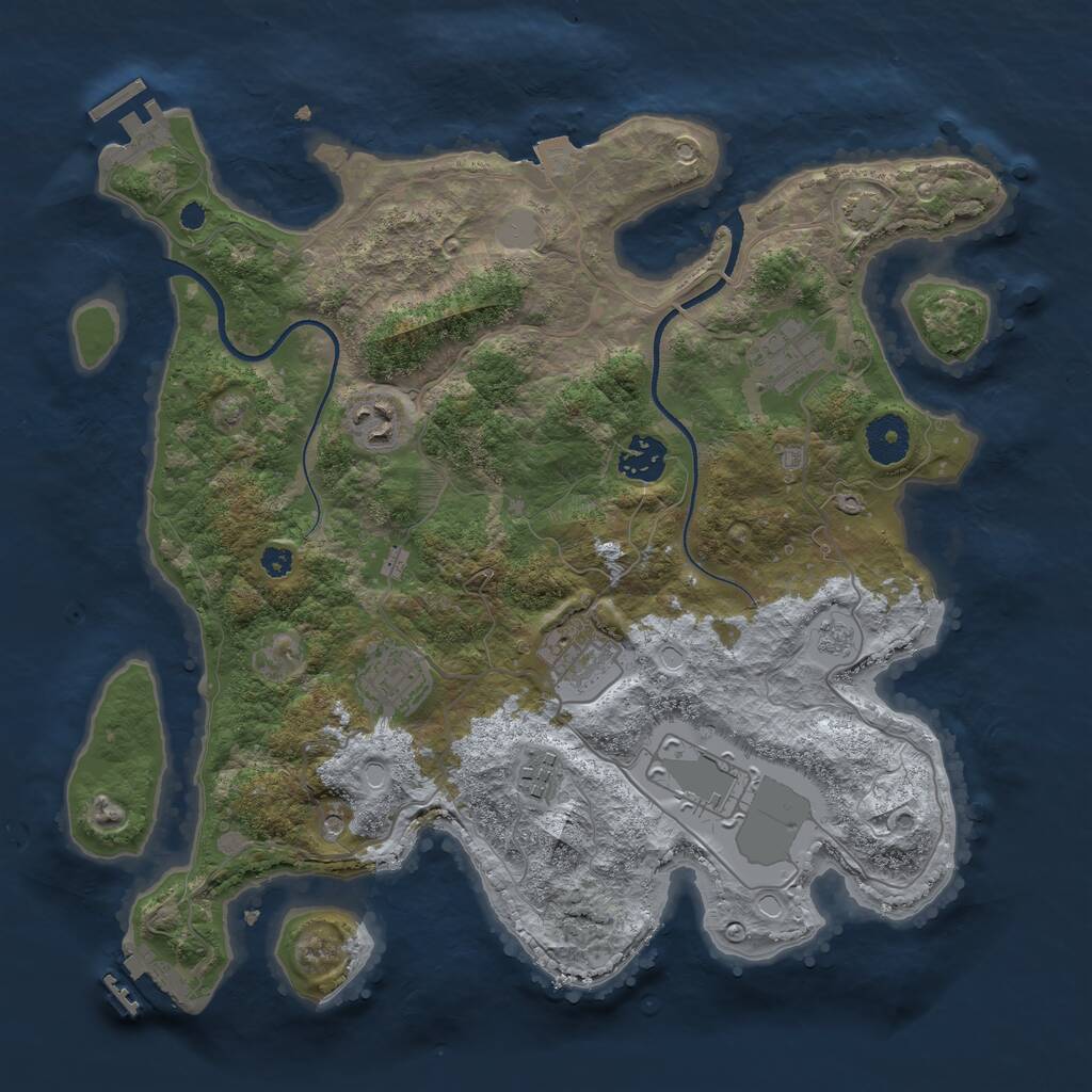 Rust Map: Procedural Map, Size: 3500, Seed: 1862868207, 13 Monuments