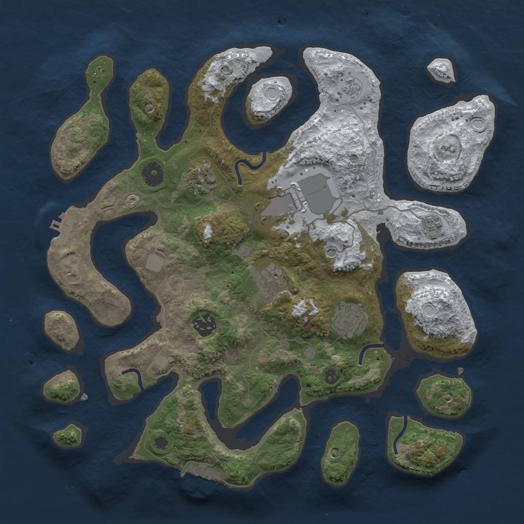Rust Map: Procedural Map, Size: 3500, Seed: 1564570, 15 Monuments