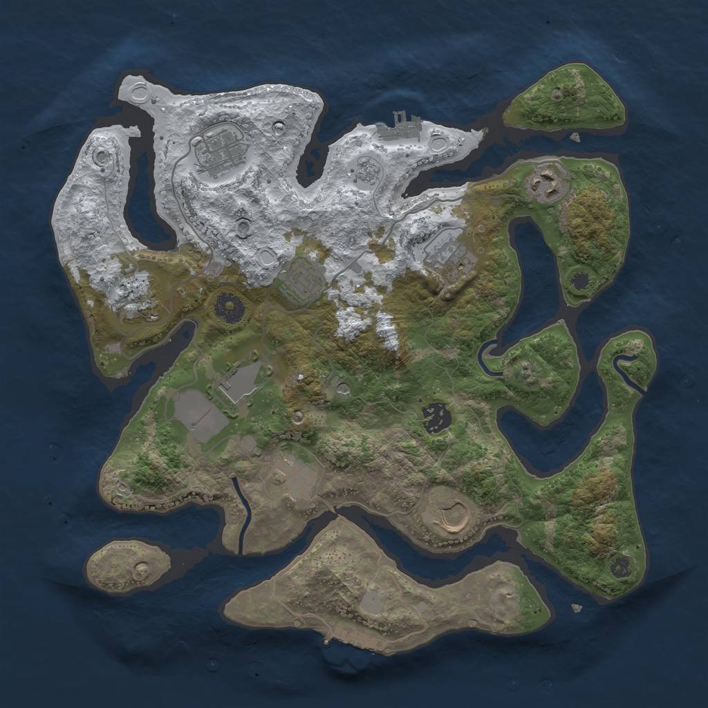 Rust Map: Procedural Map, Size: 3500, Seed: 418385, 18 Monuments