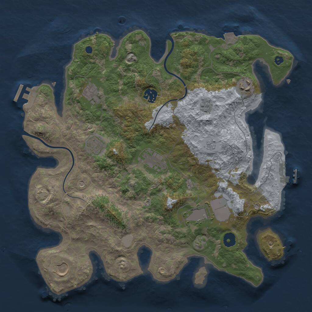 Rust Map: Procedural Map, Size: 3500, Seed: 23443, 14 Monuments