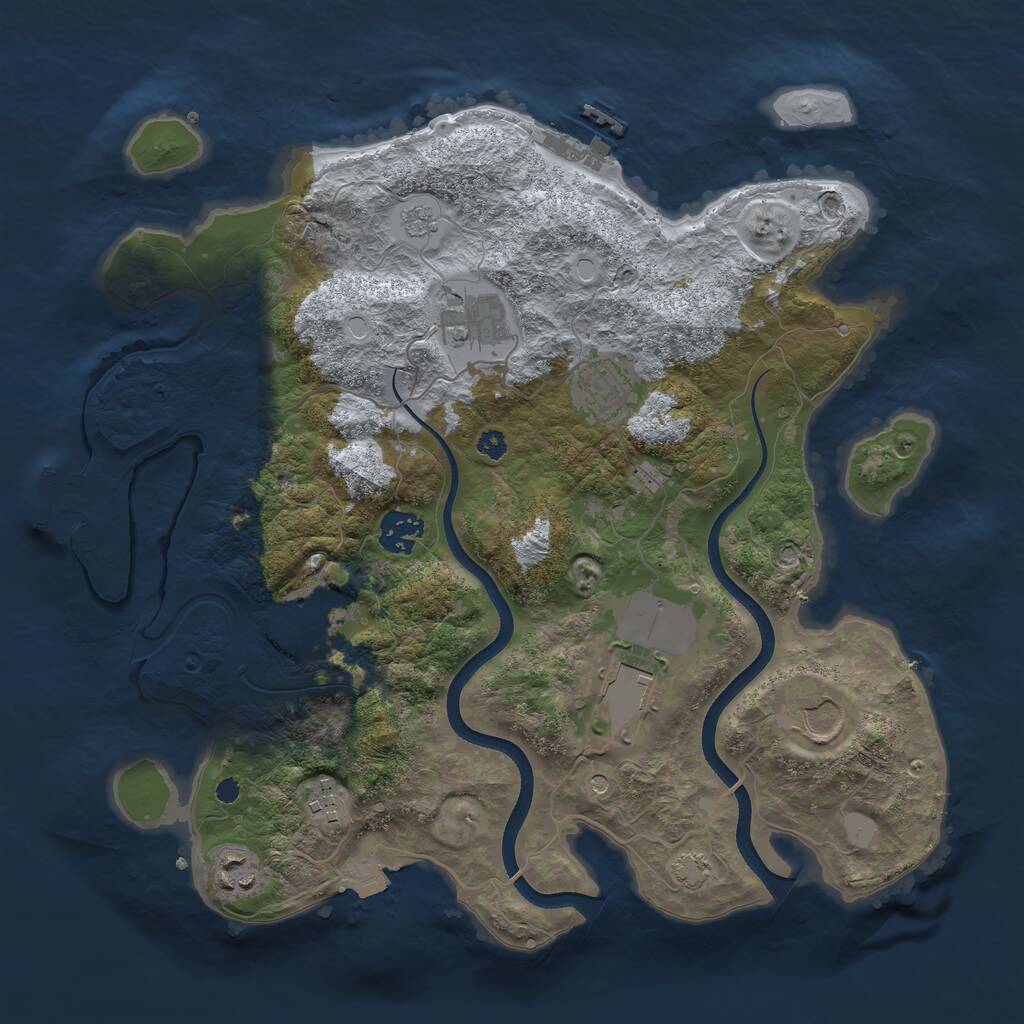 Rust Map: Procedural Map, Size: 3500, Seed: 3043556, 14 Monuments